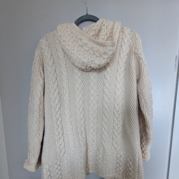 Inis Crafts Ireland Merino Wool Fisherman Zip Front Hooded Cardigan Swea… - Picture 10 of 12